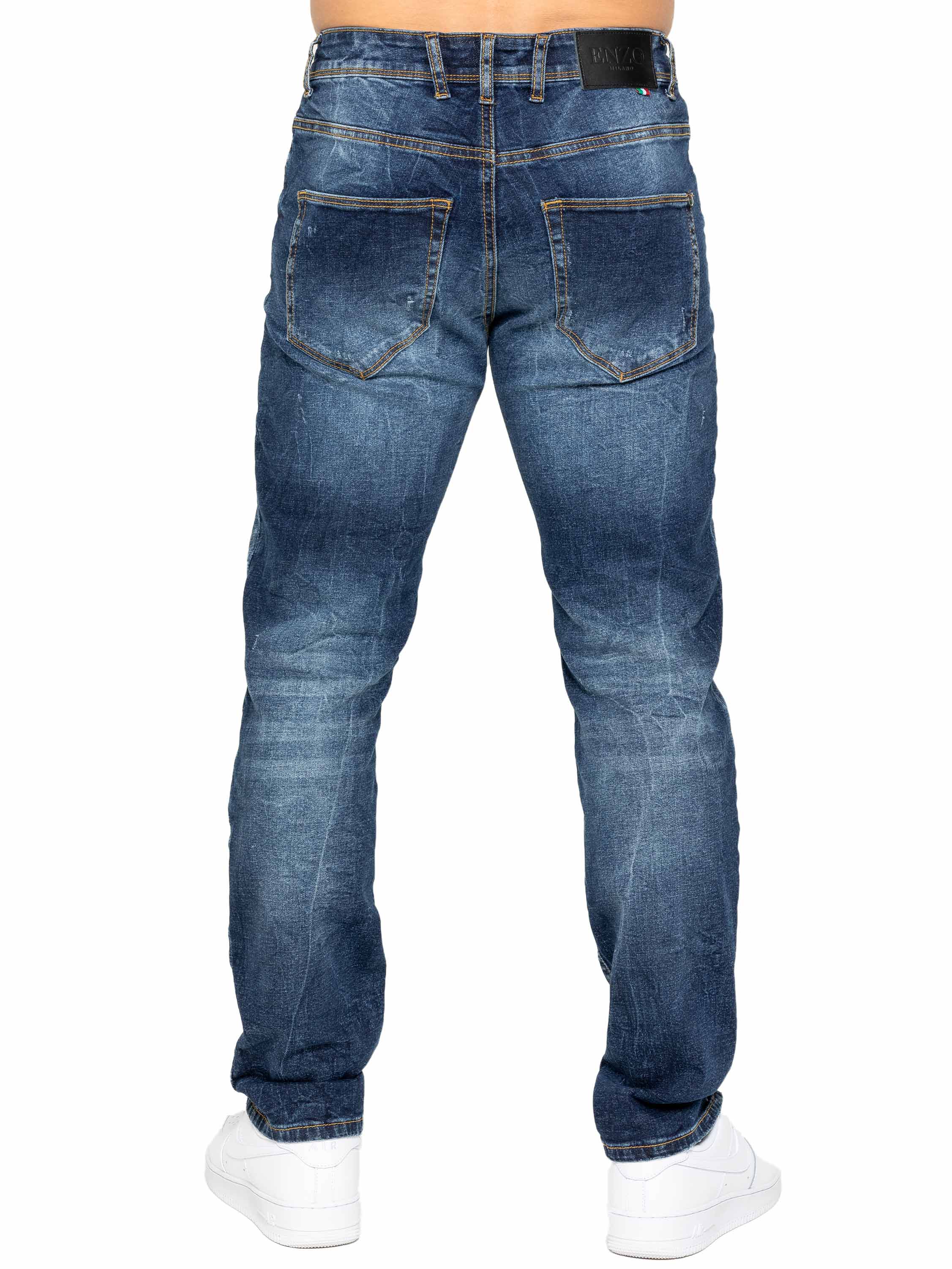 Enzo | Mens Ripped Denim Jeans - Image 8