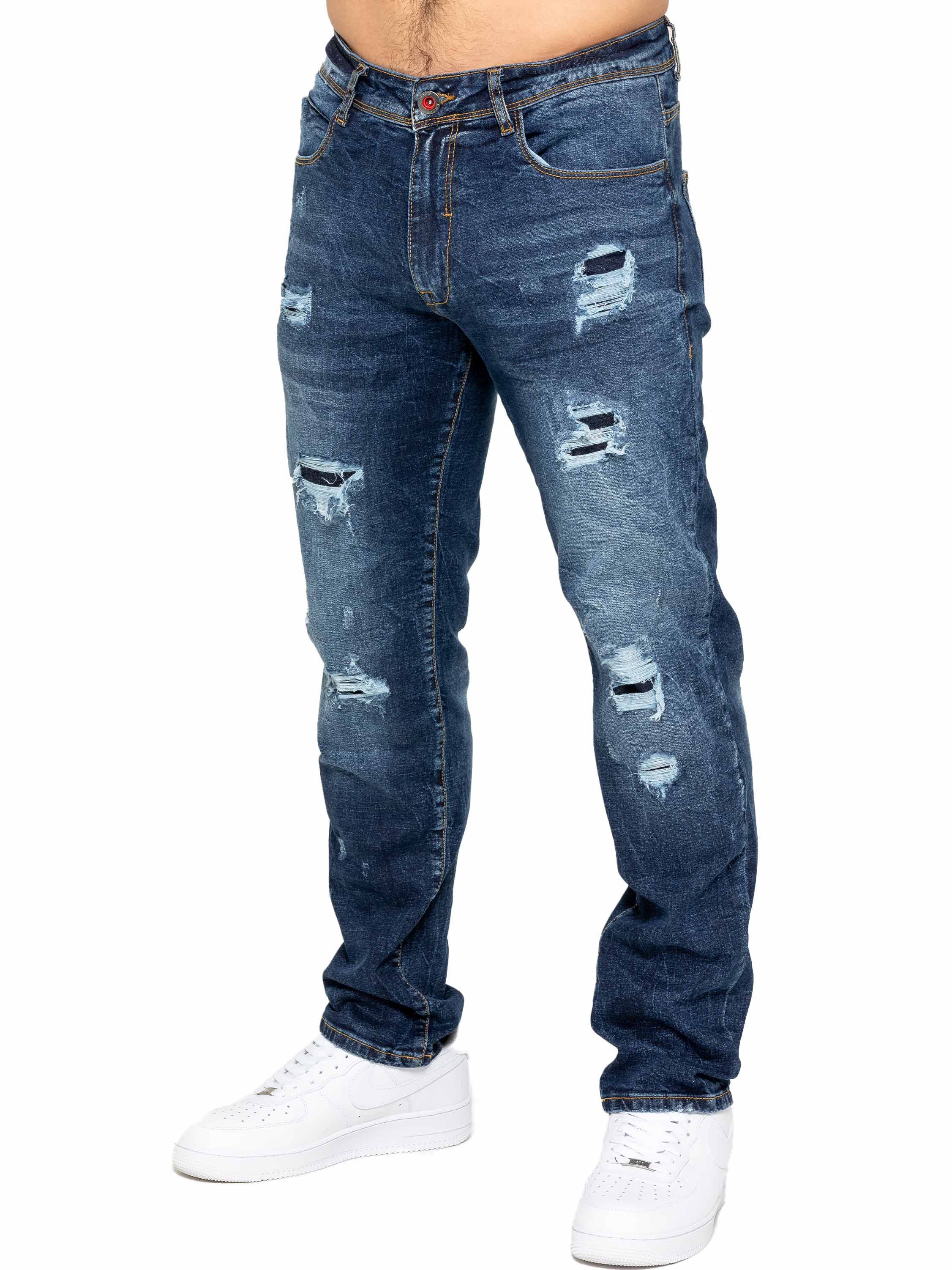 Enzo | Mens Ripped Denim Jeans - Image 9