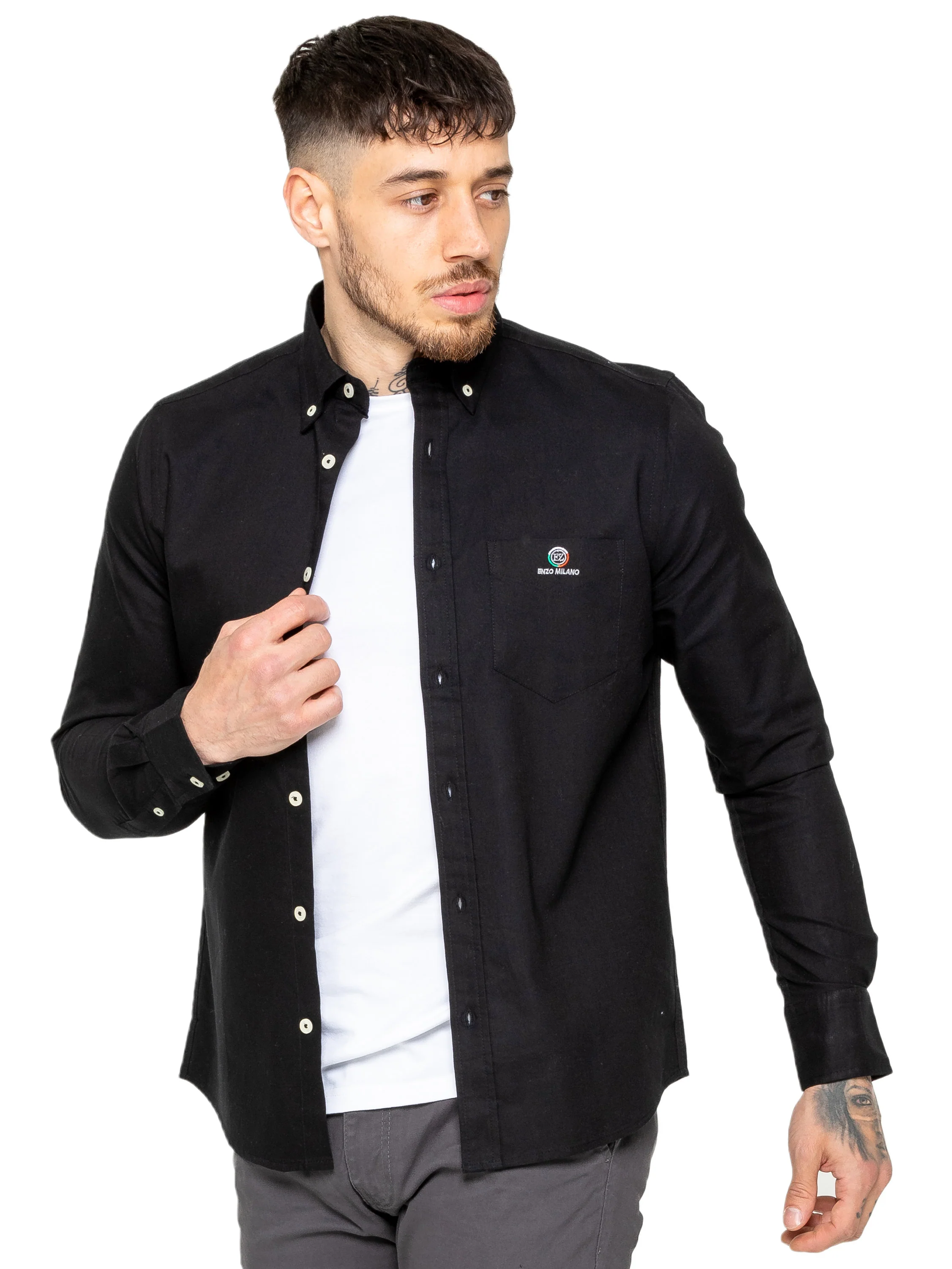 Enzo | Mens Regular Fit Oxford Shirt - Image 2