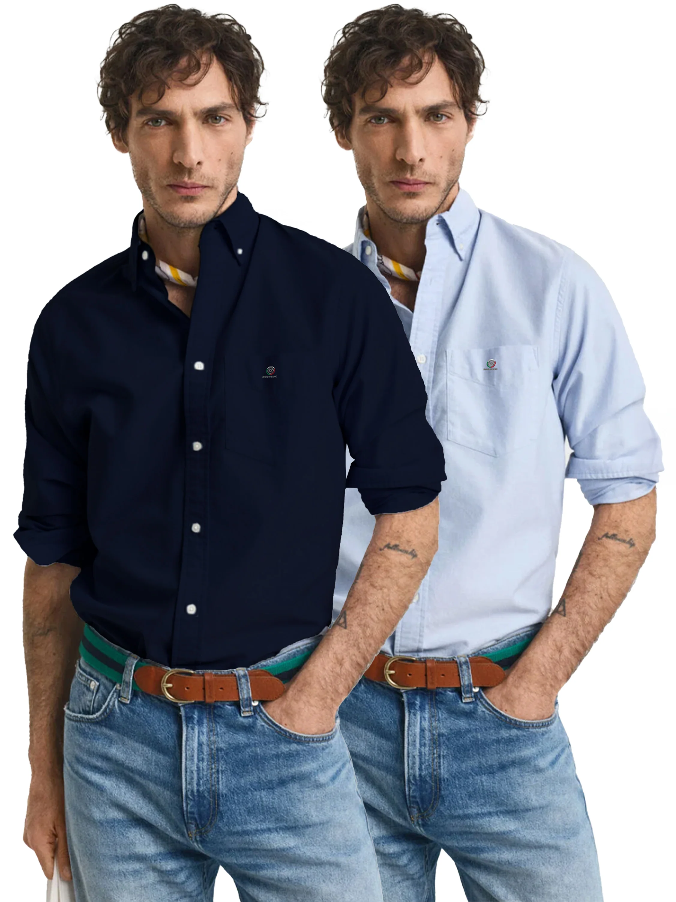 Enzo | Mens Regular Fit Oxford Shirt 2 Pack - Image 4