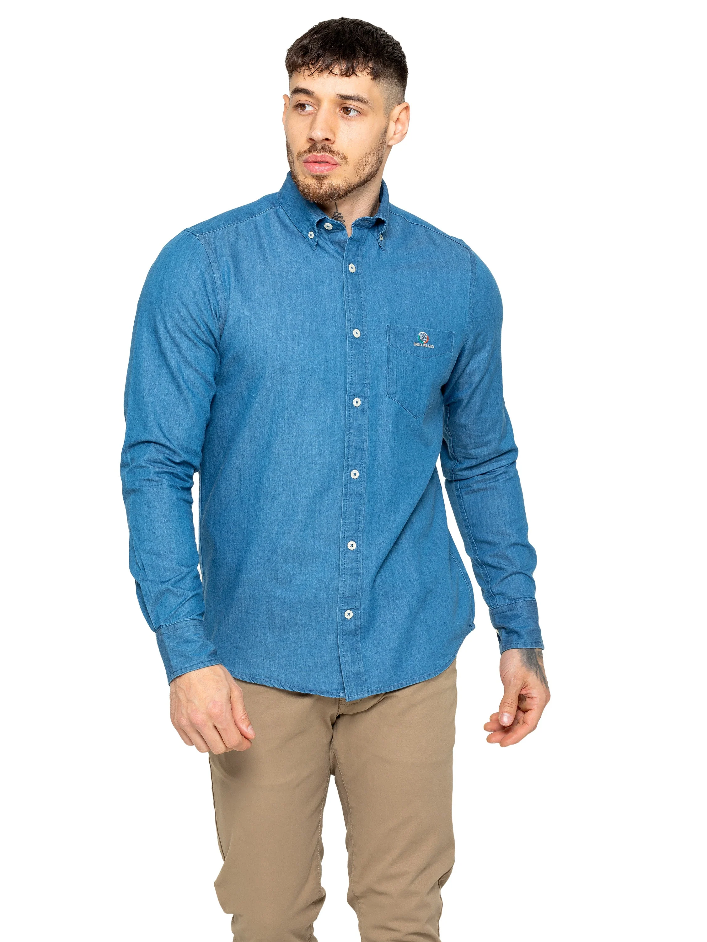 Enzo | Mens Regular Fit Denim Shirt - Image 15
