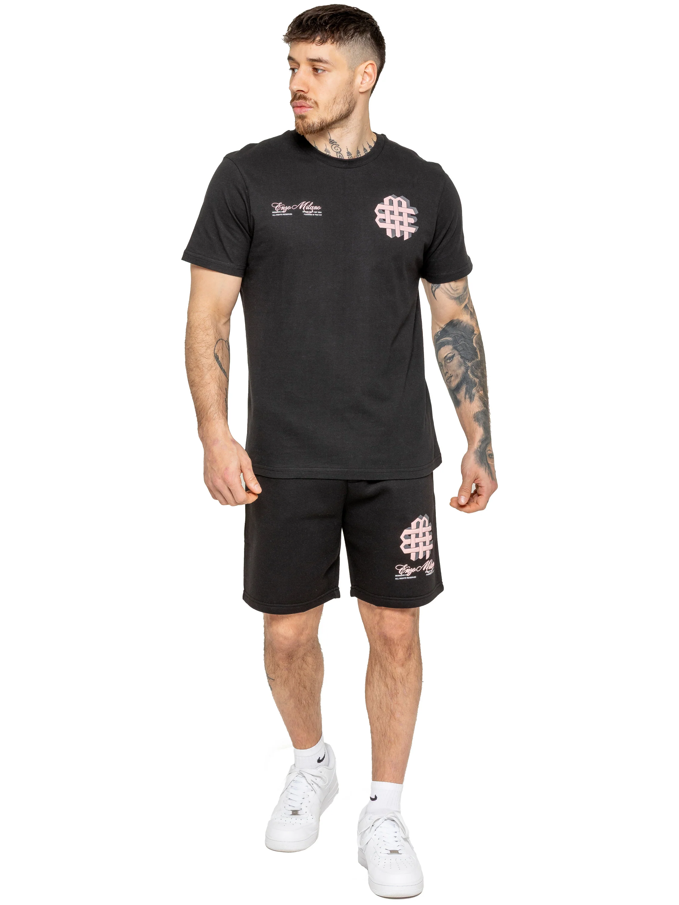 Enzo Milano | Mens Printed T-Shirt & Shorts Set - Image 5