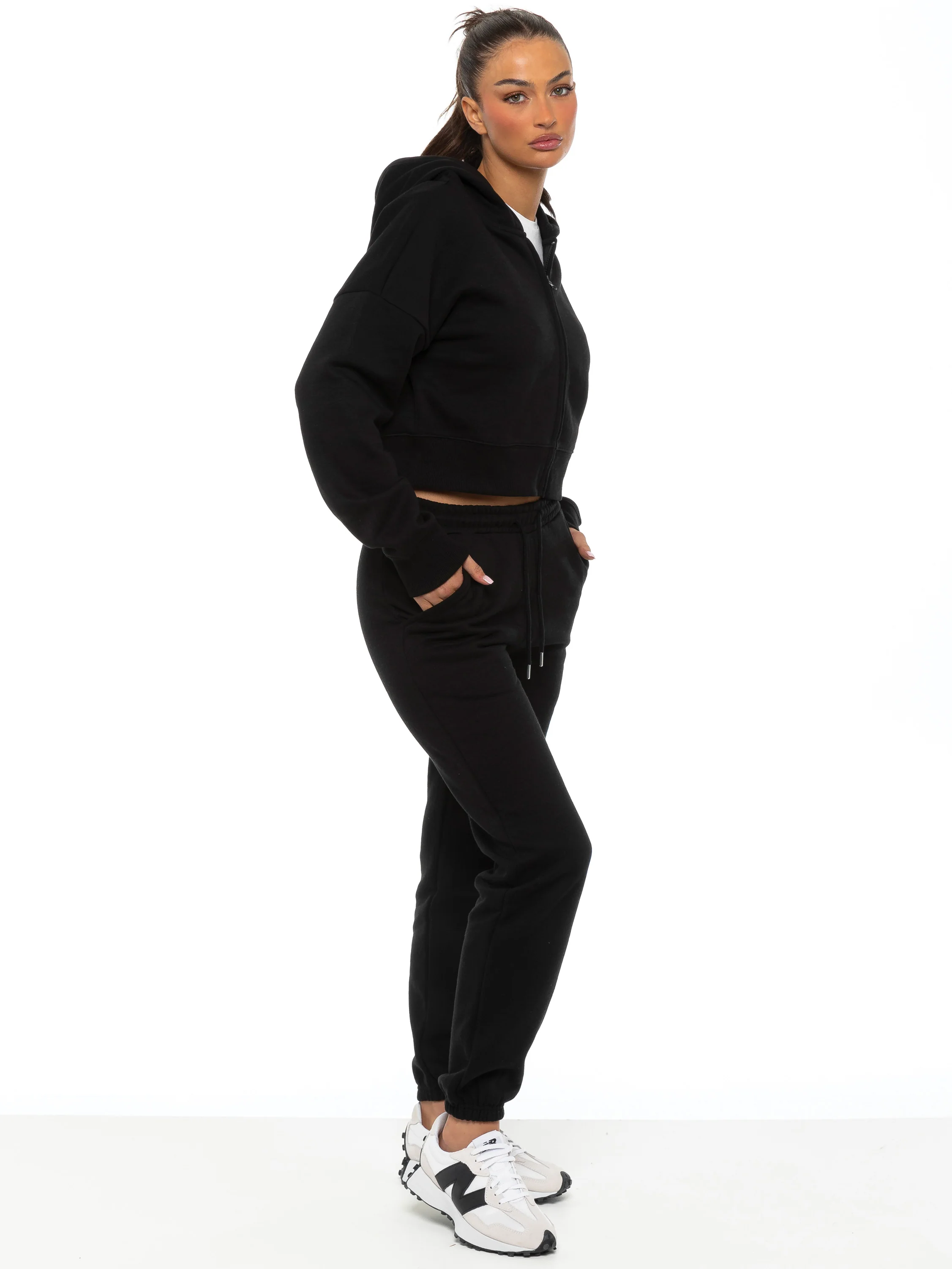 Enzo | Womens Cropped Zip Hoodie Tracksuit - Image 15